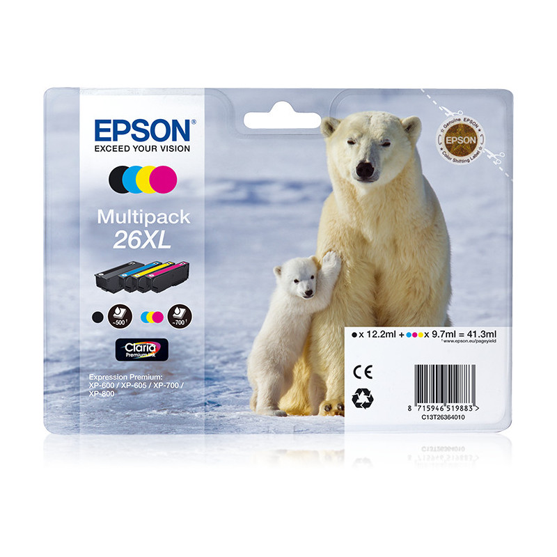Tinta original epson t2636 xl multipack 4 colores c13t26364010