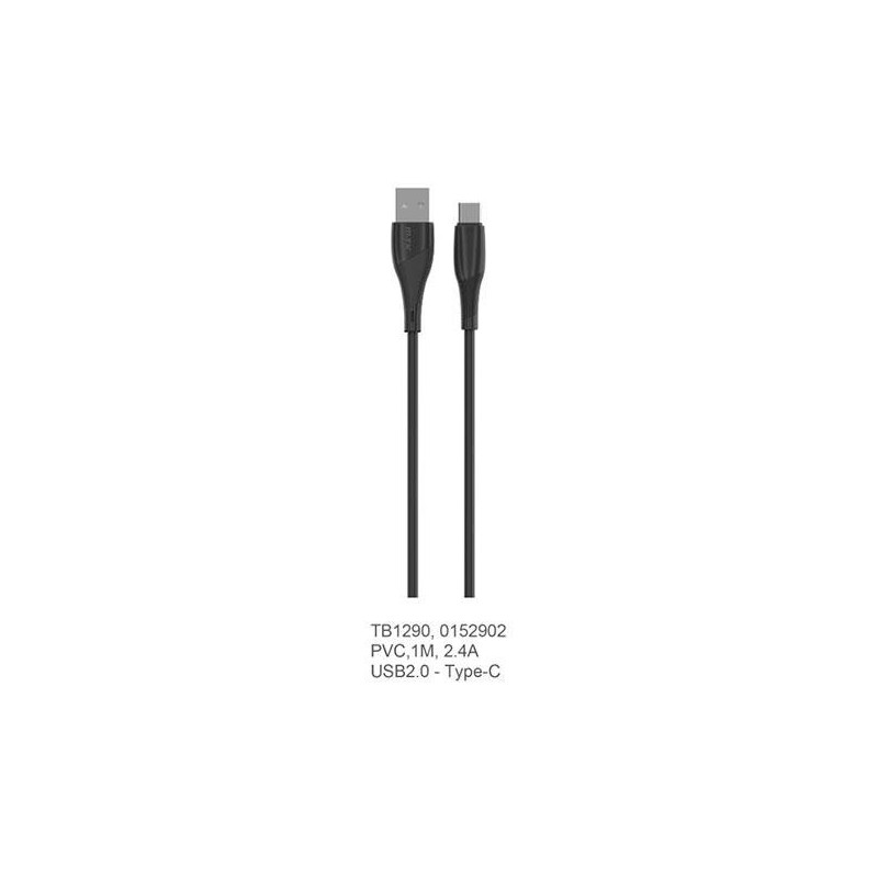 Cable datos USB 2.0 a Type-C / 1m / 3.4a / Carga rapida / Tb1290 / Negro / Mtk
