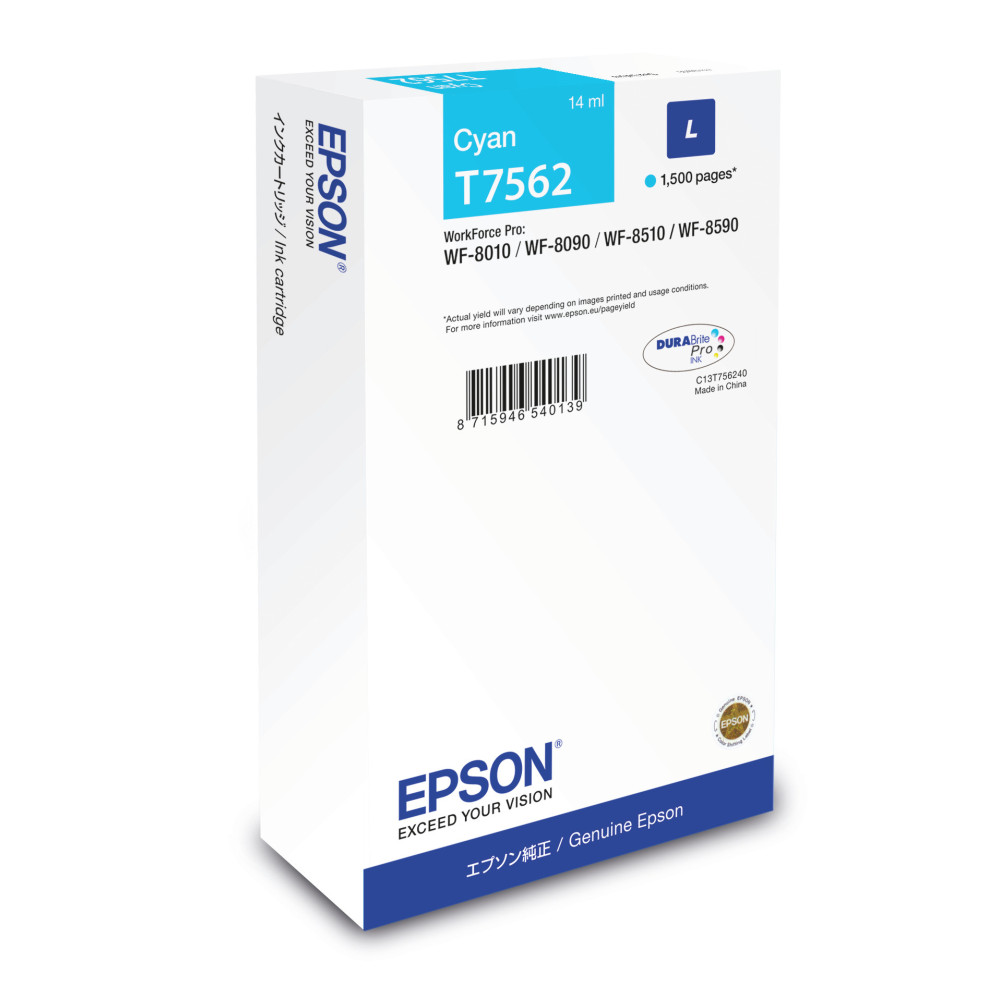 Tinta original epson t7562 cian l c13t756240 14ml