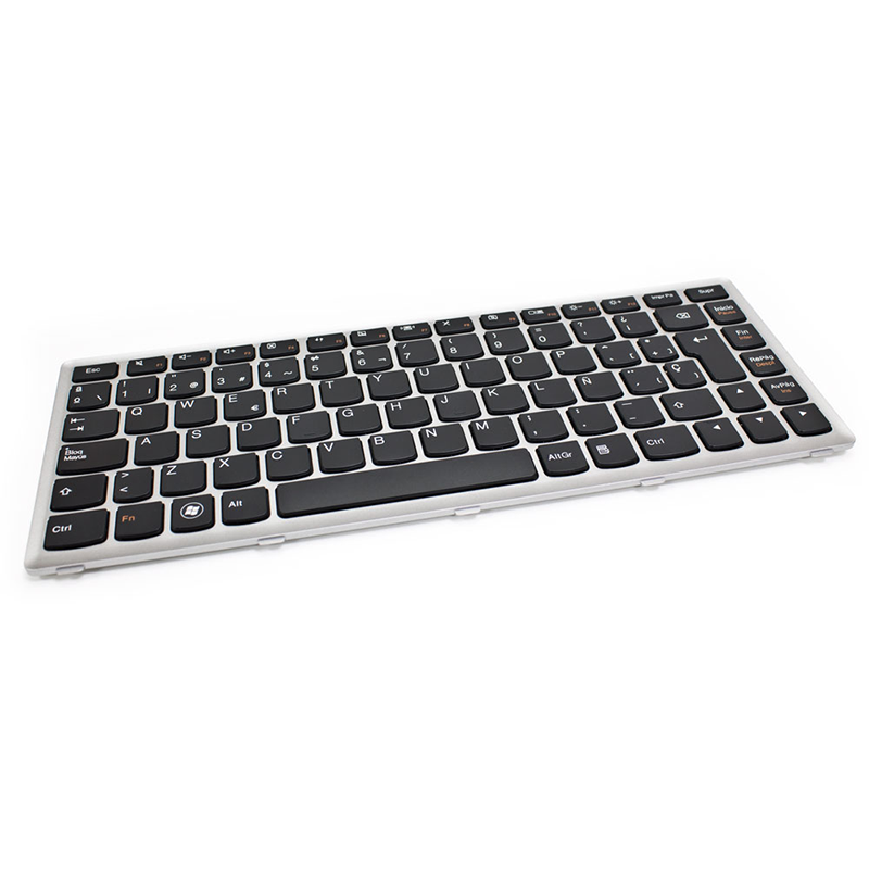 Teclado compatible para portátil LENOVO Ideapad U410 / Negro con marco plata / 25208031