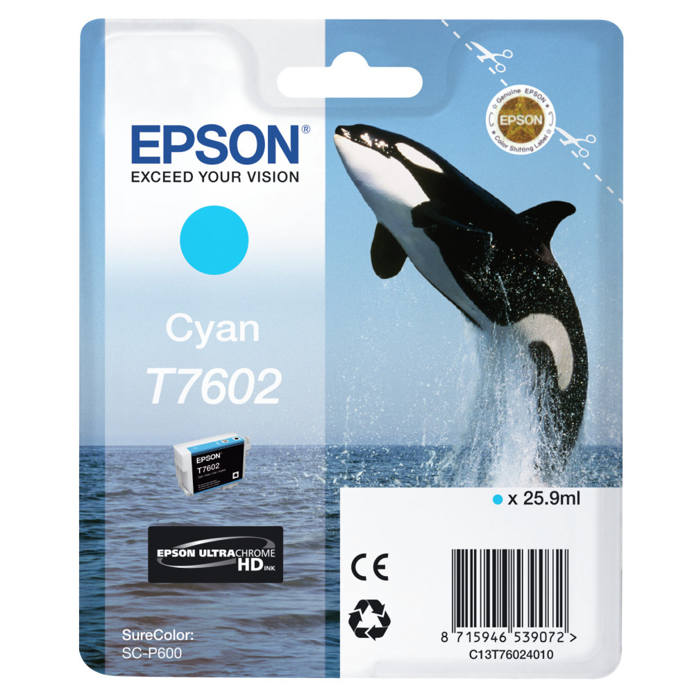 Tinta original epson t7602 cian c13t76024010 25.9ml
