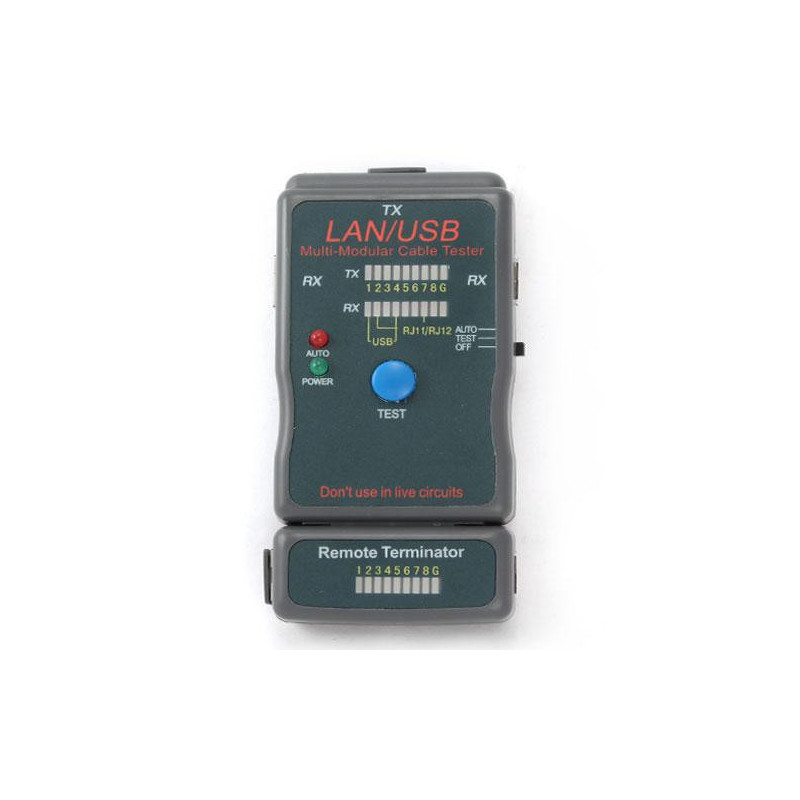Tester para cables RJ45 / RJ11 / USB / Nct-2