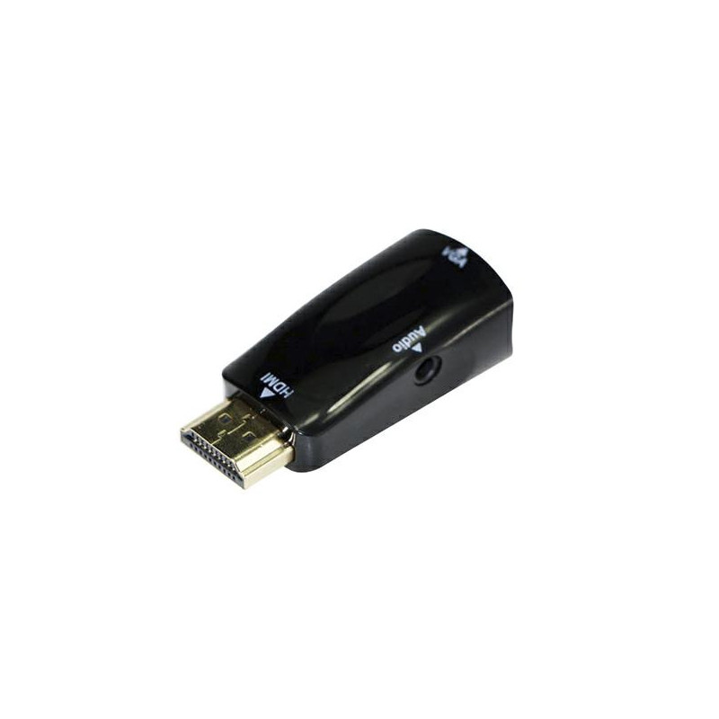Adaptador HDMI a VGA Slim + audio Jack 3.5mm / Gembird a-hdmi-vga-02 / Negro
