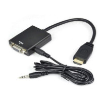 Cable adaptador HDMI a VGA + audio negro / A-HDMI-VGA-03