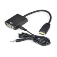 Cable adaptador HDMI a VGA + audio negro / A-HDMI-VGA-03