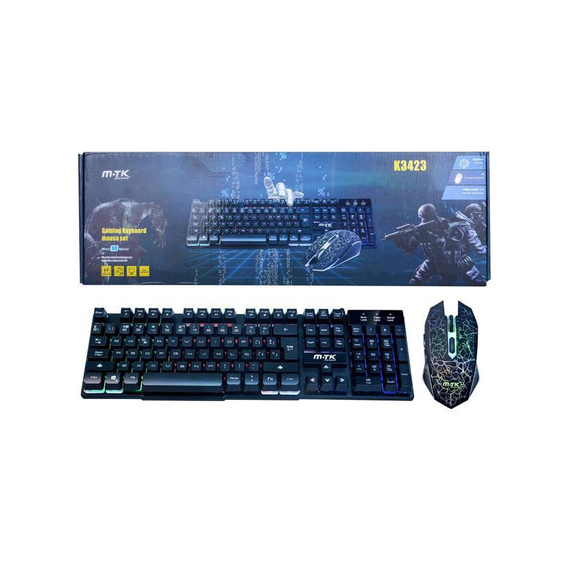 Combo Teclado + Raton USB Gaming Retroiluminado / Efecto Mecanico  / K3423 / MTK