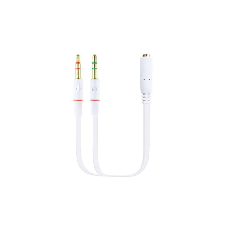 Cable adaptador de audio Jack 3.5mm auricular + Microfono h/m-m / 20cm / 10.24.1203