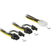Cable alimentacion gráfica Pci-e 6 pines Hembra a 2x 6+2 Pines Macho / 15cm / Delock 85452