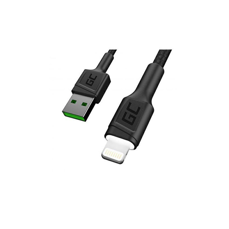 Cable datos USB 2.0 a Lightning Iphone 5-12 / 2m / 2.4a / Led Blanco / KABGC12 / Greencell