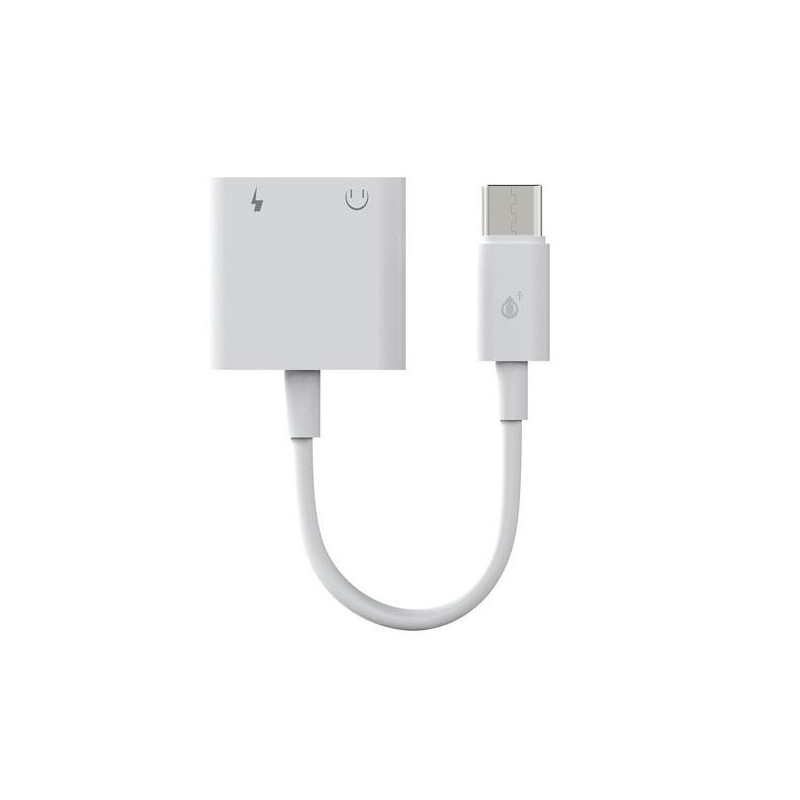 Cable adaptador de audio 2 en 1 Type-c a Jack 3.5mm Hembra + entrada carga / 2.4a / NB1247 / Blanco