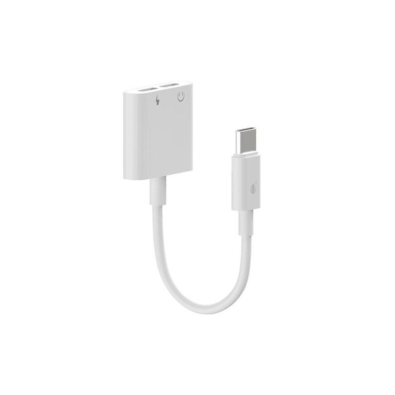 Cable adaptador de audio 2 en 1 Type-c audio + Type-c carga / 2.4a / Nb1248 / Blanco