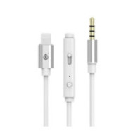 Cable adaptador de audio Iphone Lightning a Jack 3.5mm Macho Nb1243 / Control de volumen - microfono / 1m / Blanco