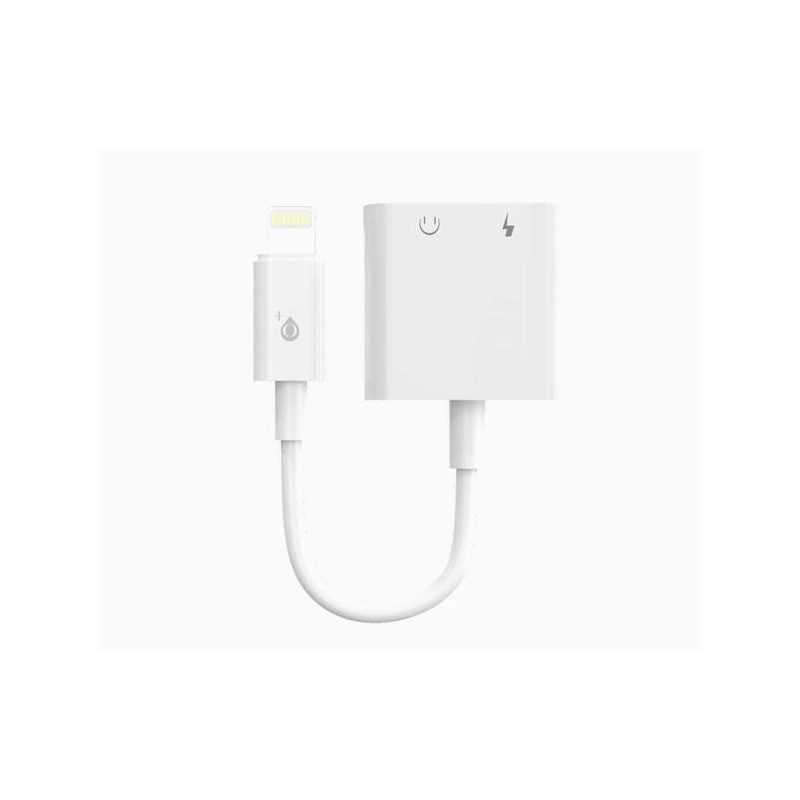 Cable adaptador de audio 2 en 1 Iphone Lightning Audio + Entrada de carga / Nb1245 / Blanco