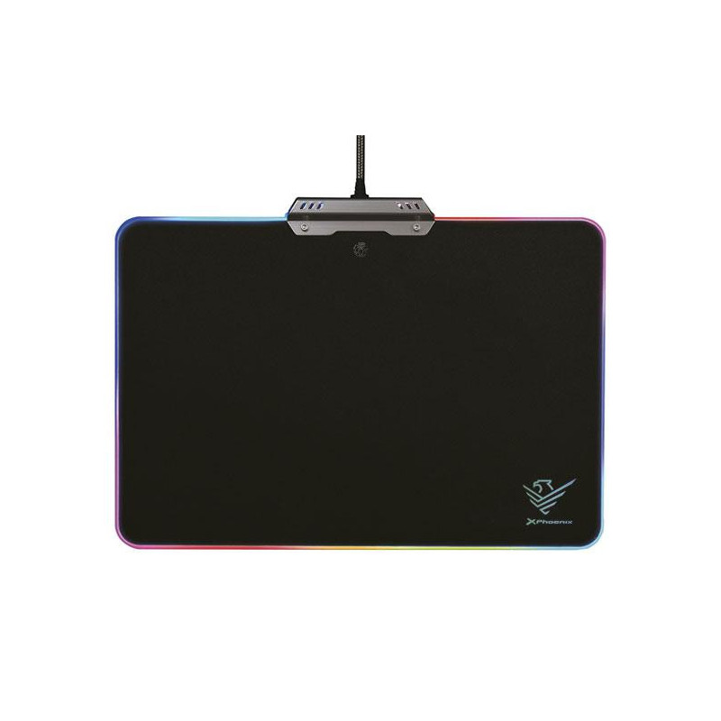 Alfombrilla Gaming Led RGB Phoenix Xpad negra / USB / 10 modos iluminacion / rigida / PHFACTOR-XPAD