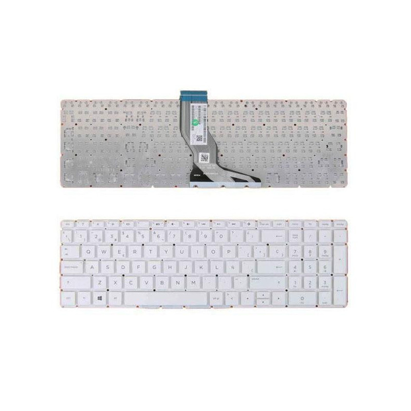 Teclado compatible para portátil HP Pavilion 15-bs / 15-bw / 15-br / 925009-071 / Tecla Enter Horizontal / Sin marco / Blanco