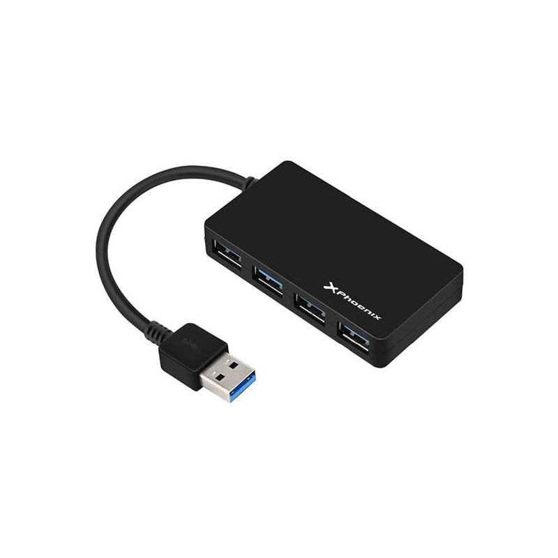 Hub 4 puertos USB 3.0 / 15cm / Phoenix / Negro / PH4USBHUB3