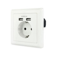 Base de enchufe de pared tipo schuko con 2 tomas USB Max. 2.4A, blanca / C-10.35.0010
