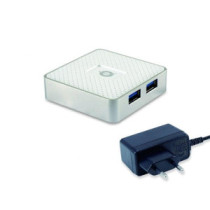 Hub 4 puertos Usb 3.0 Conceptronic HUBBIES03W / Alimentado (Incluye Cargador) /  Blanco