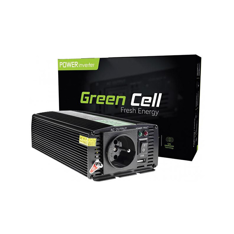 Inversor de corriente para coche 24V a 230V 500W / 1000W Greencell