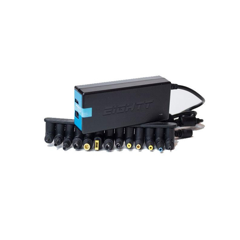 Cargador para portátil universal automático 90W / 13 conectores / Eightt / EC90
