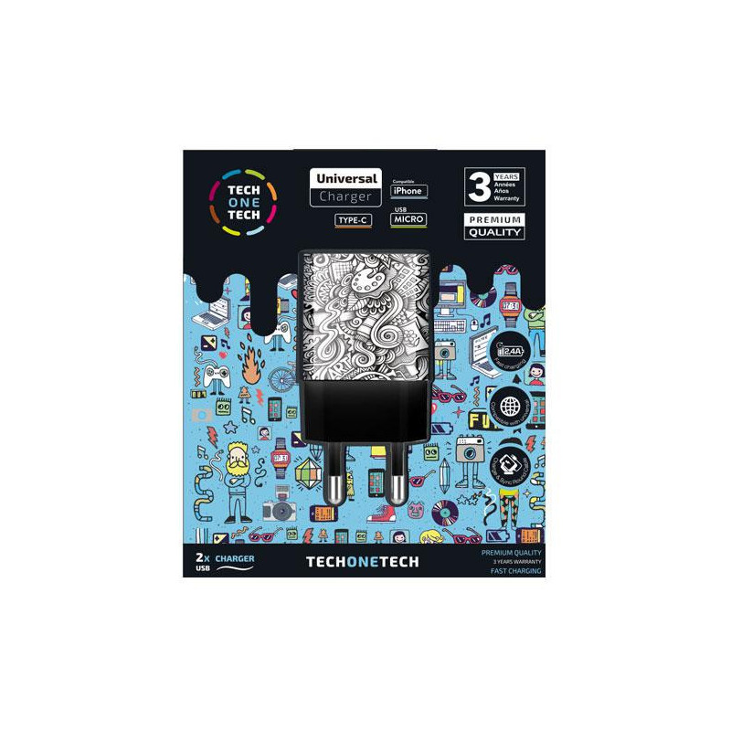 Cargador de red Usb x2 /12w / Be Original Art-Deco / TEC2602