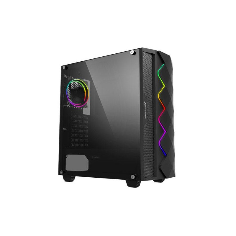 Caja ATX Gaming Phoenix Black Diamond Cristal Templado Tira Led Argb Filtros antipolvo