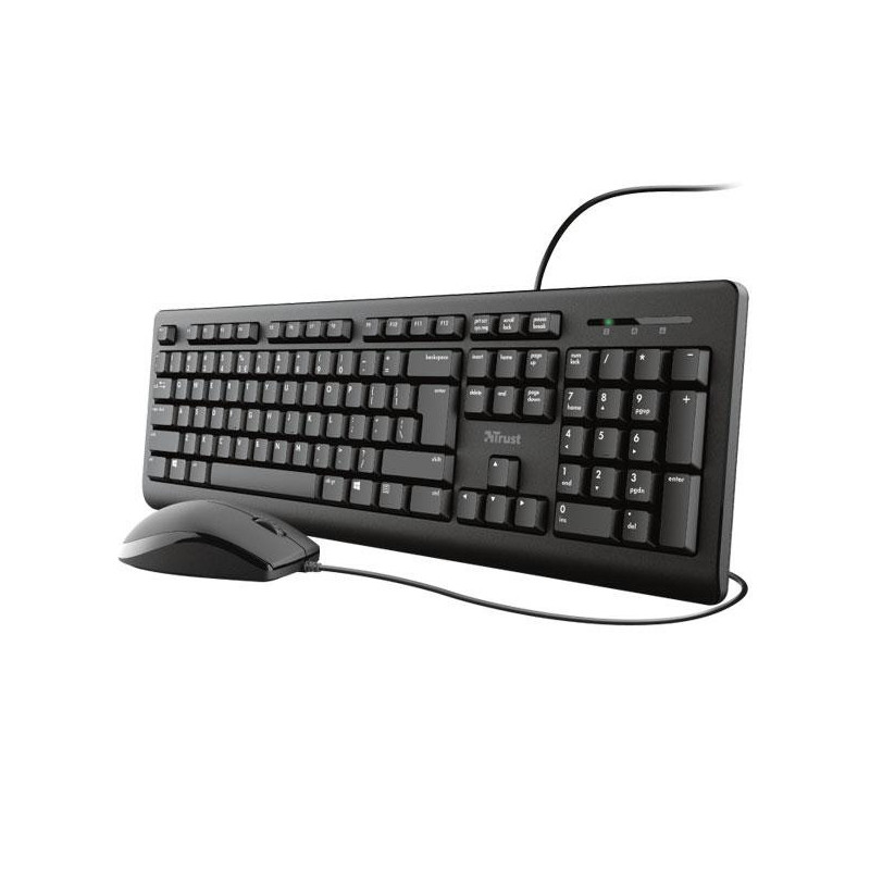 Combo Teclado + Raton USB Trust TKM-250 / Silencioso / Resistente a liquidos / Negro / 23977