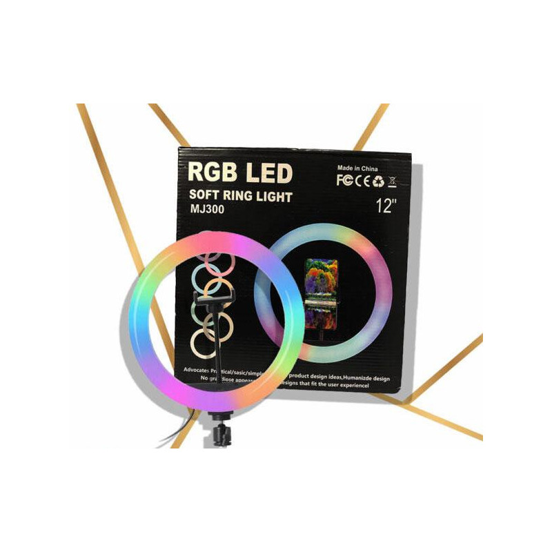 Anillo de led MJ300 RGB 30cm para Selfie, Tik Tok + Tripode 1m