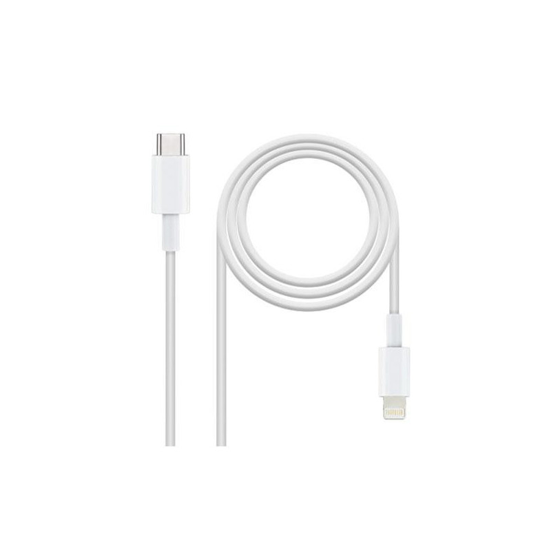Cable datos Type-C a Lightning Iphone 5-12 / 2m / Blanco / Nanocable 10.10.0602
