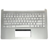 Top case + Teclado compatible para portátil HP 14S-DQ / 14S-FQ Plata Retroiluminado