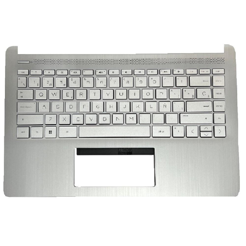 Top case + Teclado compatible para portátil HP 14S-DQ / 14S-FQ Plata Retroiluminado