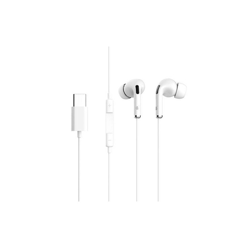 Auriculares + Micro intrauditivos  NC3155 / Conexion Type-C / 1.2m / Blanco / MTK