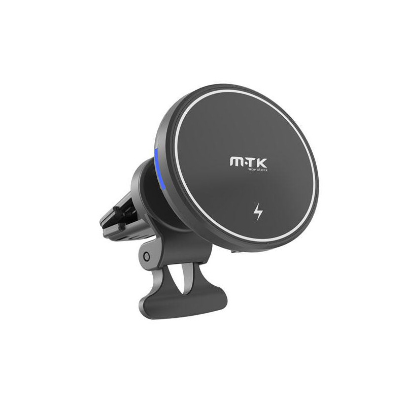 Cargador Inalámbrico QI / 15W / con soporte magnetico para rejilla aire coche / Te5019 / Negro / Mtk