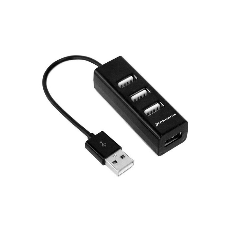 Hub 4 puertos USB 2.0 Phoenix / Diseño compacto / Negro / Ph4usbhub2