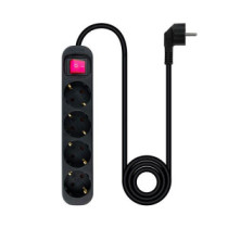 Regleta 4 Tomas Nanocable / Proteccion infantil / Negra / con Interruptor / 10.37.0004-bk