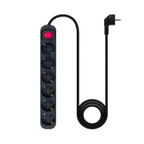 Regleta 6 Tomas Nanocable / Negra / Proteccion infantil / con Interruptor / 10.37.0006-bk
