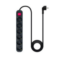 Regleta 6 Tomas Nanocable / Negra / Proteccion infantil / con Interruptor / 10.37.0006-bk