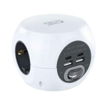 Base de 3 enchufes con interruptor + 4 USB (2 USB A + 2 USB-C) Nanocable 10.37.0001