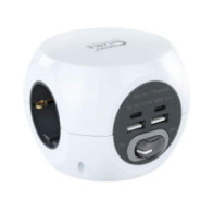 Base de 3 enchufes con interruptor + 4 USB (2 USB A + 2 USB-C) Nanocable 10.37.0001