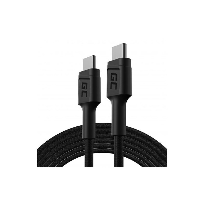 Cable type C a type C M/M 2m. Greencell 60W Negro KABGC29