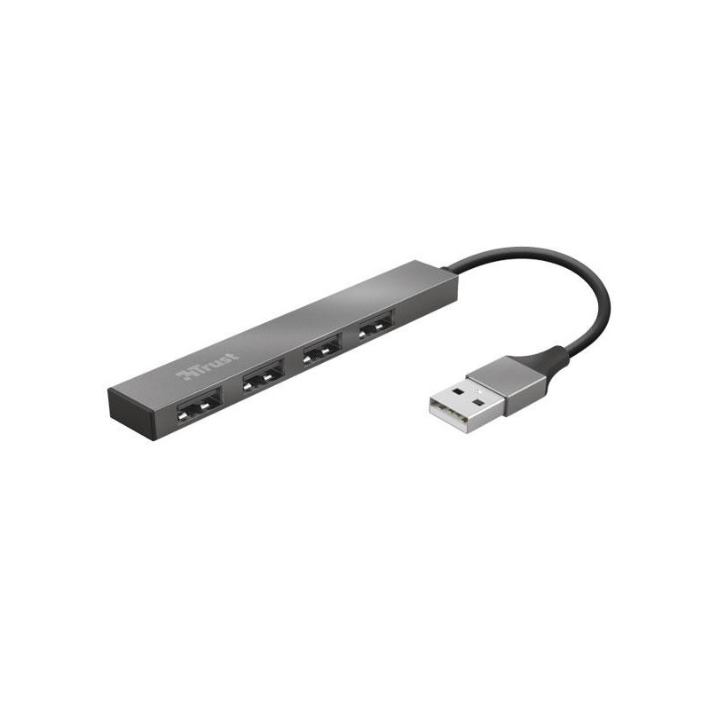 Hub 4 puertos USB 2.0 / Trust Halix / Aluminio / Diseño metalico y compacto  23786