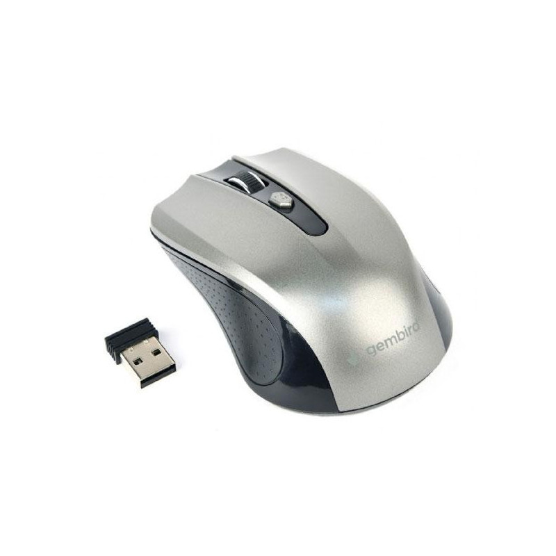 Raton óptico inalambrico Gembird / 4 Botones / 1600 Dpi / Plata-Negro / Musw-4b-04-Bg