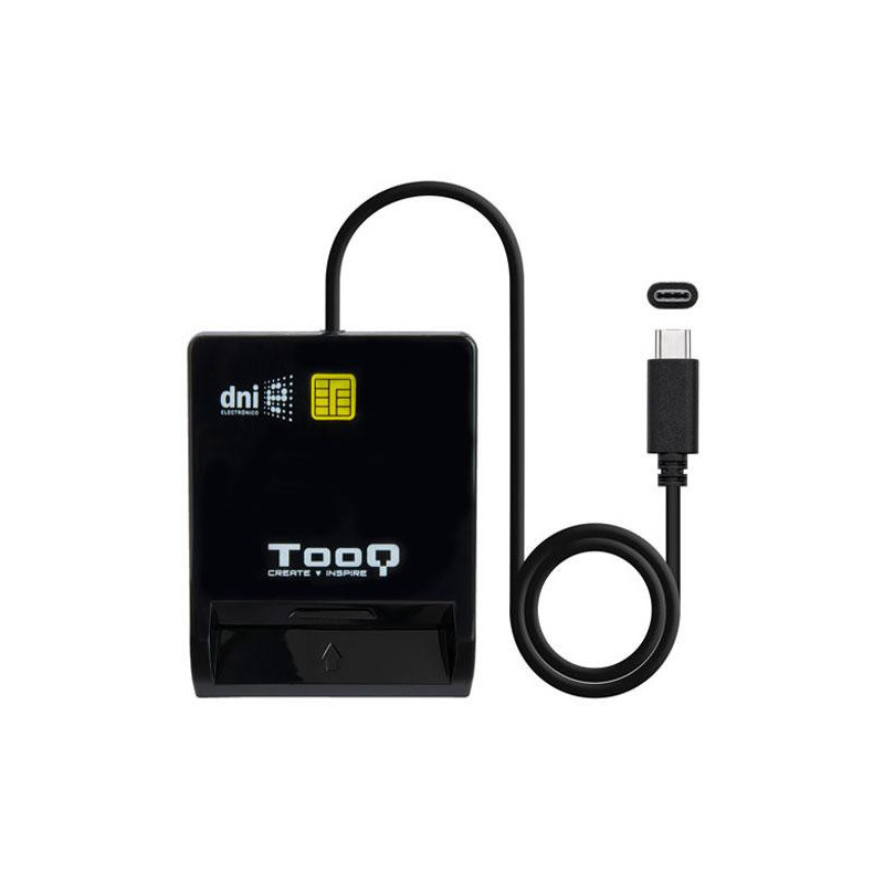 Lector de Tarjetas Inteligentes Type-C Tooq / Dnie / Dni 3.0 / Tarjetas Sim / Negro / TQR-211B