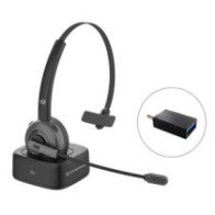 Auricular Bluetooth Conceptronic POLONA03BD / Base de carga / Bt 5.0 / Cancelacion de ruido / Microfono giratorio
