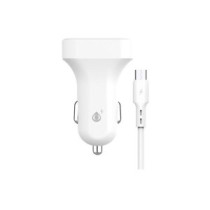 Cargador de coche-mechero con cable Micro USB / 2xUsb / 12w / 5v 2.4a / A6260  / Blanco / One+