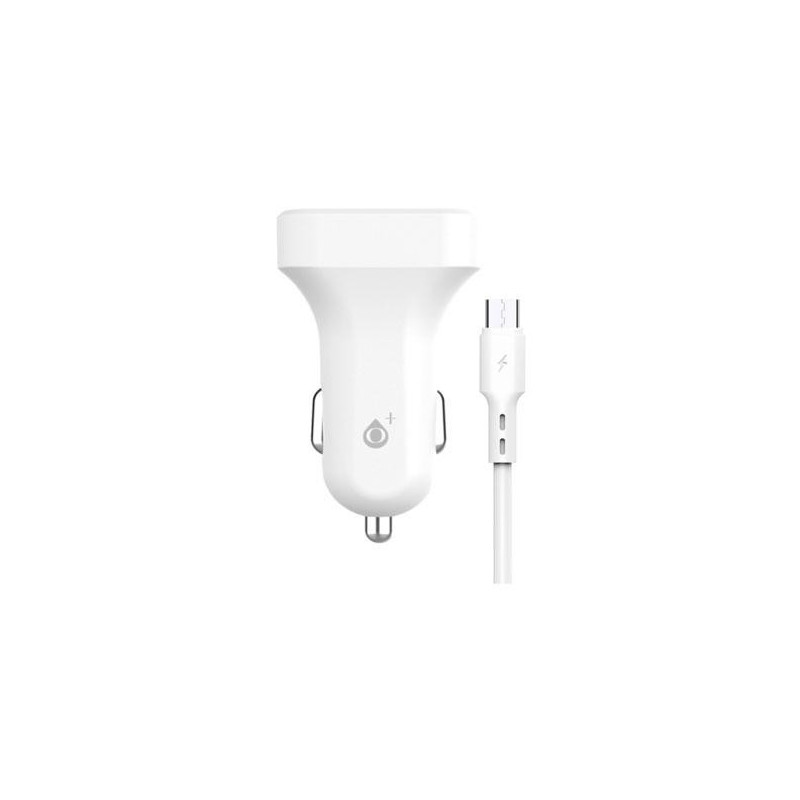 Cargador de coche-mechero con cable Micro USB / 2xUsb / 12w / 5v 2.4a / A6260  / Blanco / One+