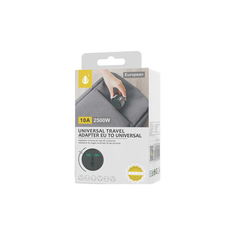 Adaptador enchufe internacional de viaje US/EU/UK A5517 Negro