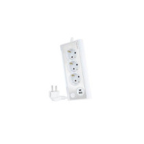 Regleta de Sobremesa con 3 Tomas de Tierra y 2 USB con Luz / Blanco / Nanocable 10.37.0013-w
