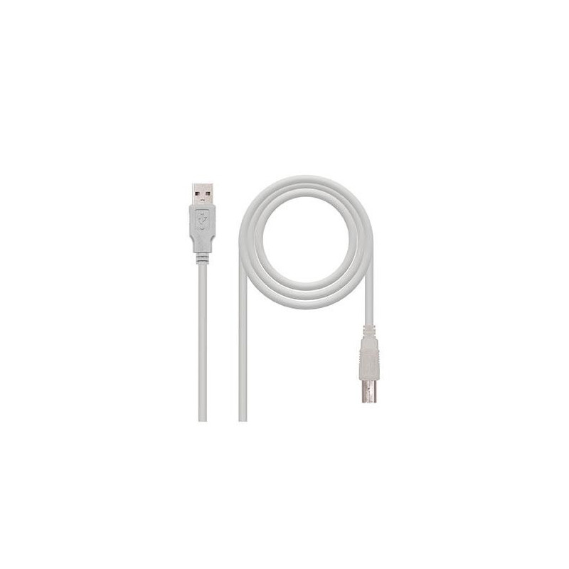 Cable USB 2.0 impresora - tipo a/b  M/M  1.8m Beige / Nanocable 10.01.0103