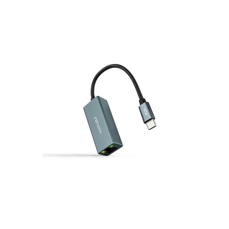 Adaptador conversor Type-C a Ethernet Gigabit RJ45 / 15cm / Aluminio / Nanocable 10.03.0406